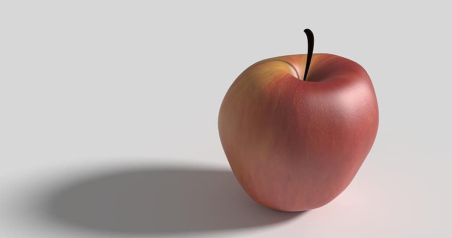 яблоко, CGI, реалистический, белый, фрукты, тень, оказывать, все, сочный, питание
