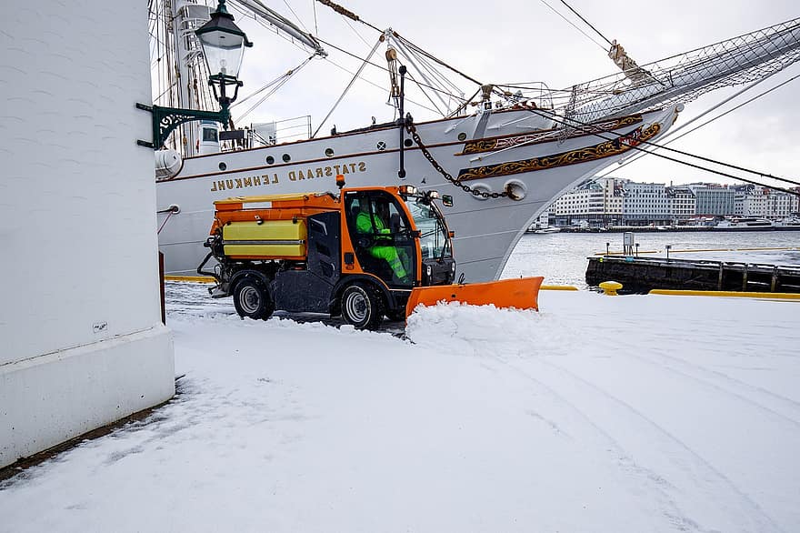 Port, Ships, Clearing, Cold, Equipment, Frozen, Ice, Machine, Plow, Plowing, Removal