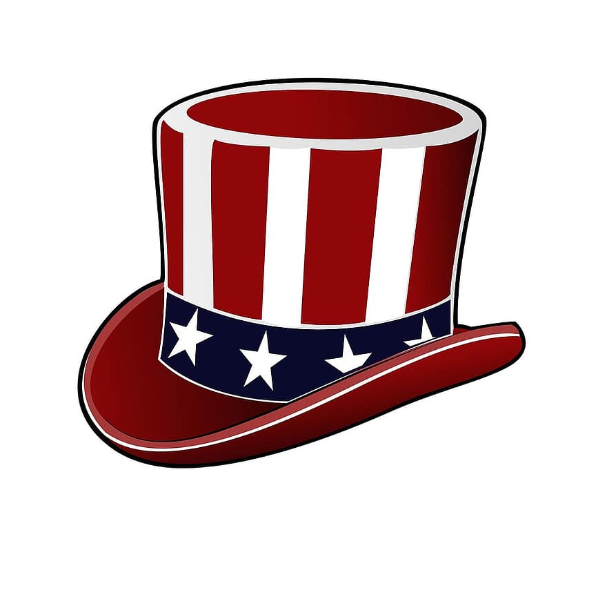 トッパー、サムおじさん、帽子、アメリカ、米国、ストライプと星、衣服