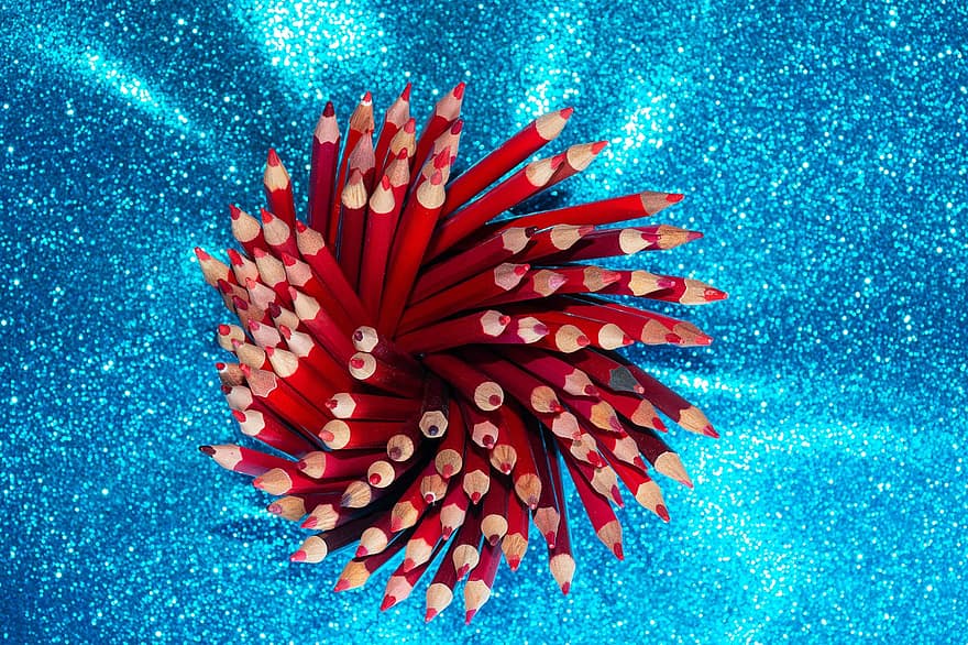 School, Art, Pencil, Glitter, Blue, backgrounds, close-up, abstract, multi colored, colors, pattern