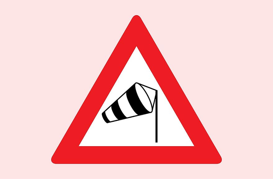 横風、符号、道路、警告、赤、反射する、トラフィック、ライド、注意