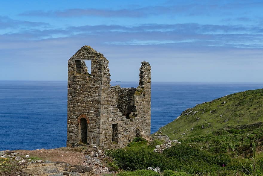 természet, tengerpart, ROM, Cornwall, tenger, nézetek, építészet, régi, híres hely, kék, történelem