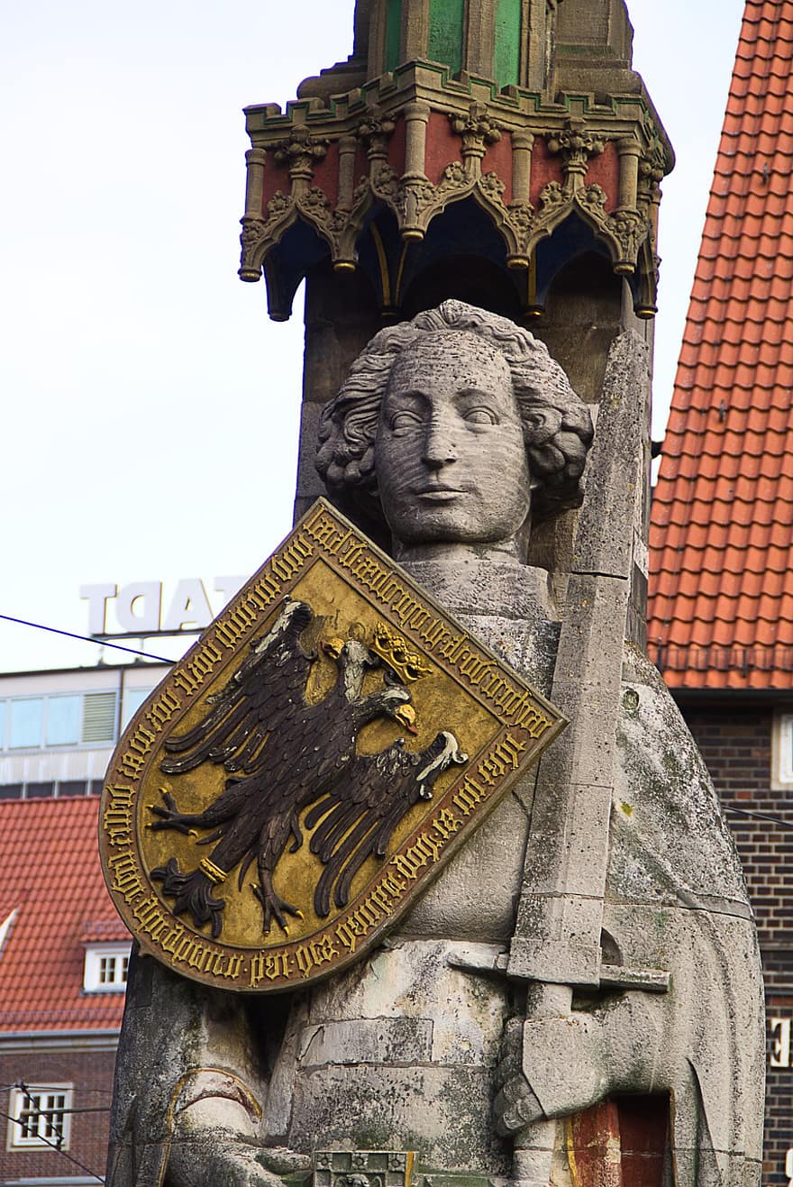 Bremen, Vokietija, statula, architektūra, žinoma vieta, kultūros, istorija, religija, krikščionybė, pastato išorė, senas