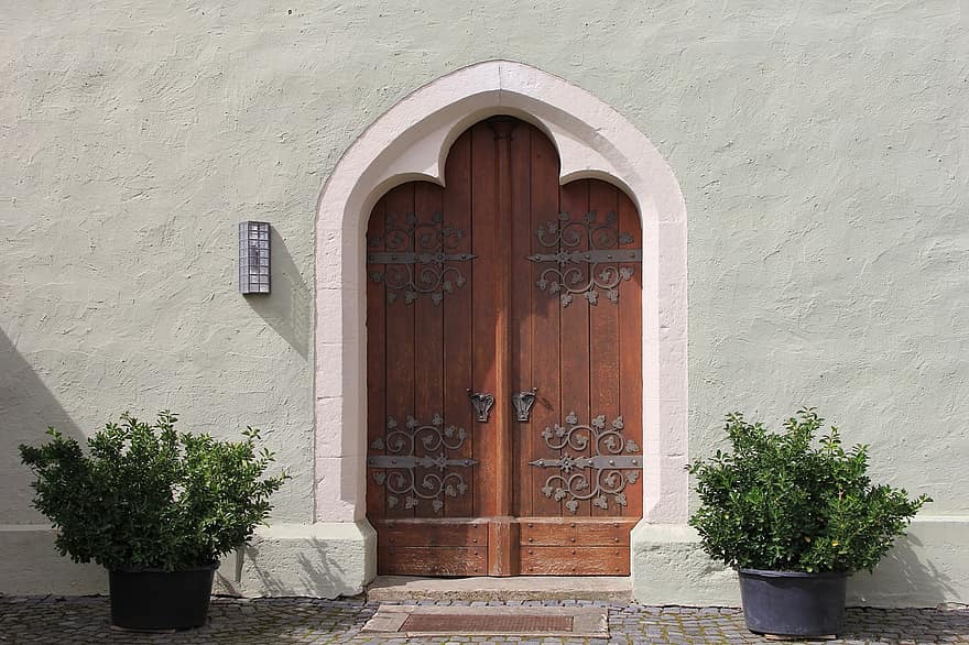 durvis, māja, ieeja, arhitektūra, vecs, koksne, rotājums, baznīca, reliģiju, ticība, slēgts