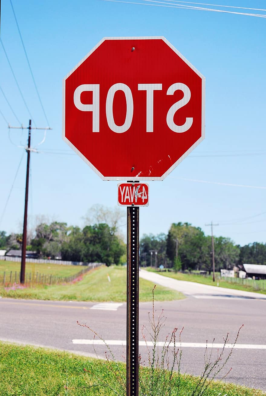 Arrêtez, signe, panneau stop, panneau de signalisation, Panneau de signalisation, rouge, blanc, route, rue, poster, façon