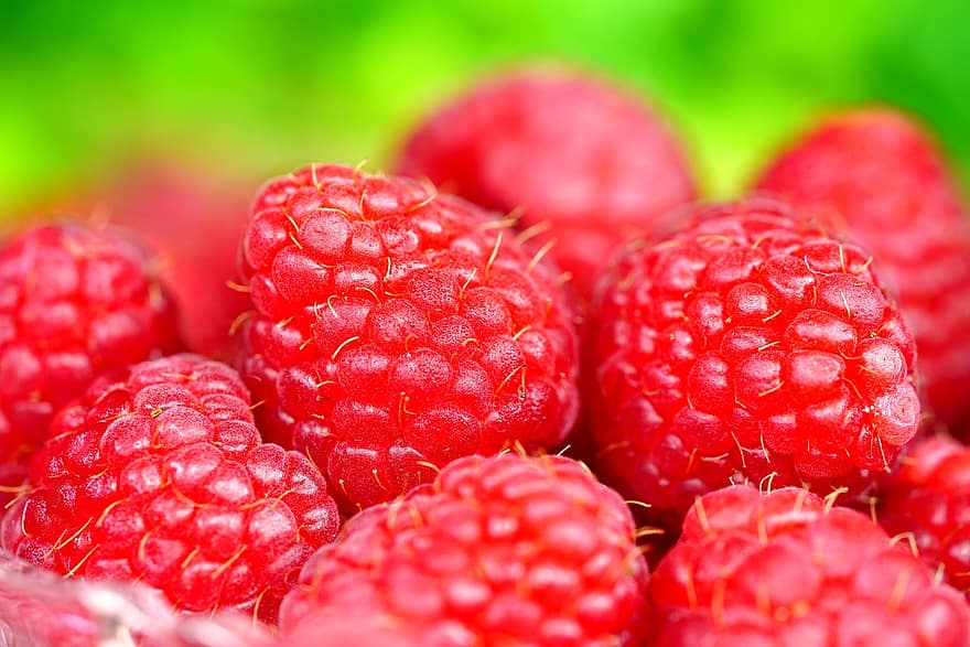 bringebær, frukt, mat, røde frukter, produsere, sunn, innhøsting, organisk, friskhet, nærbilde, bær frukt