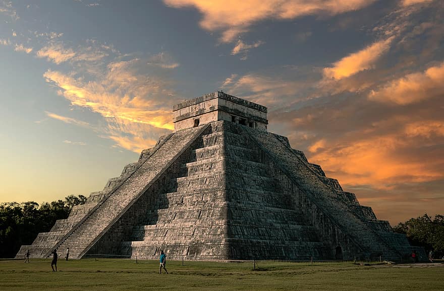 pirâmide, ruínas, Chichen Itza, templo, monumento, maia, México, Yucatan, arquitetura, arqueologia, cultura