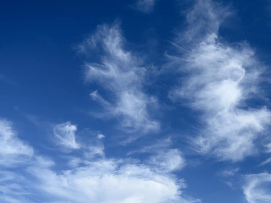 Clouds, Cirrus, Sky, Blue, Beautiful, Nature, Weather, Background, Desktop, Clear, White