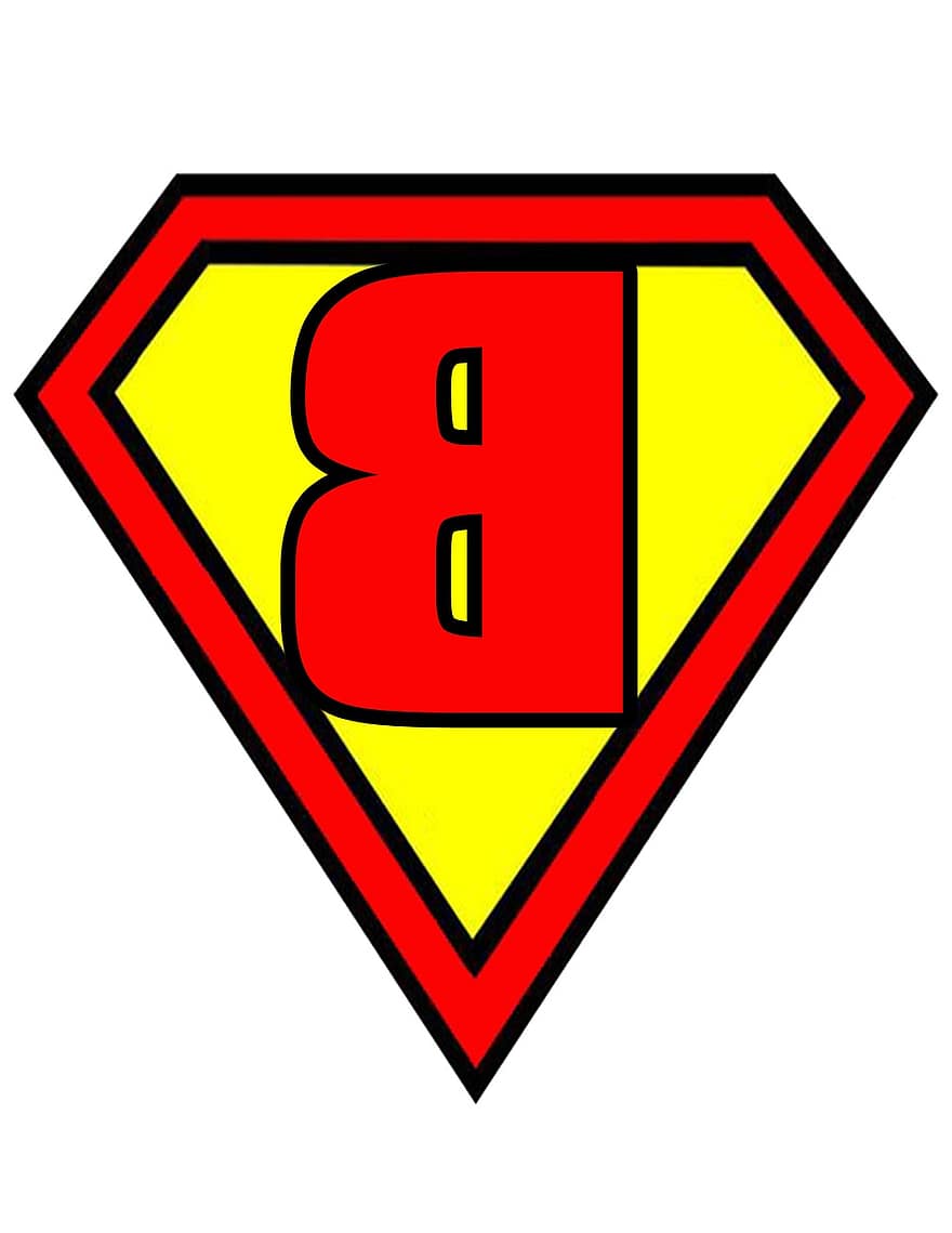 文字、b、スーパーマン、スタイル、赤、黄、旗、デコレーション
