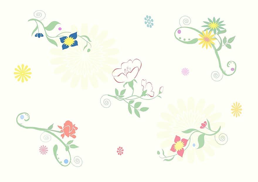 illustrazione, grafico, fiori, decorazione