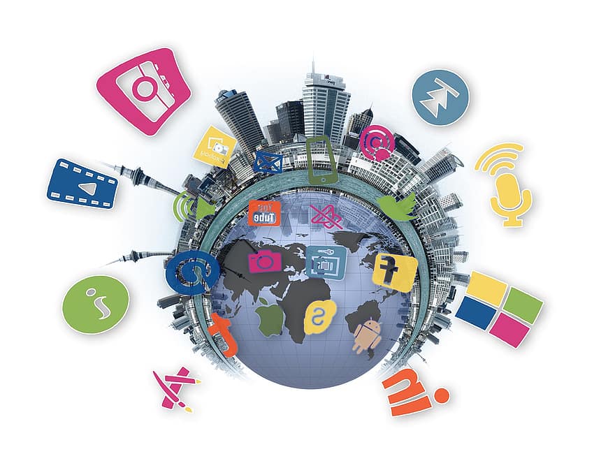 icono, digital, red, medios de comunicación social, comunicación, plataforma, horizonte, contacto, organización, plan, proyecto