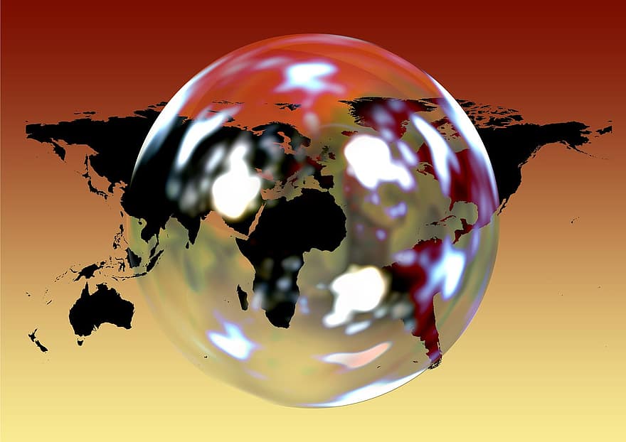 Erde, Seifenblase, Kontinente, Globus, Welt, global, Globalisierung, Weltkarte, Nachrichten, Bild, Land