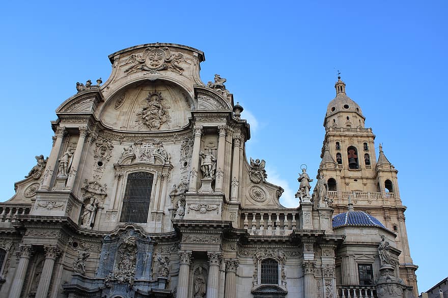 katedraali, arkkitehtuuri, historiallinen, Murcia, matkailu, kuuluisa paikka, rakennuksen ulkoa, kristinusko, historia, rakennettu rakenne, viljelmät