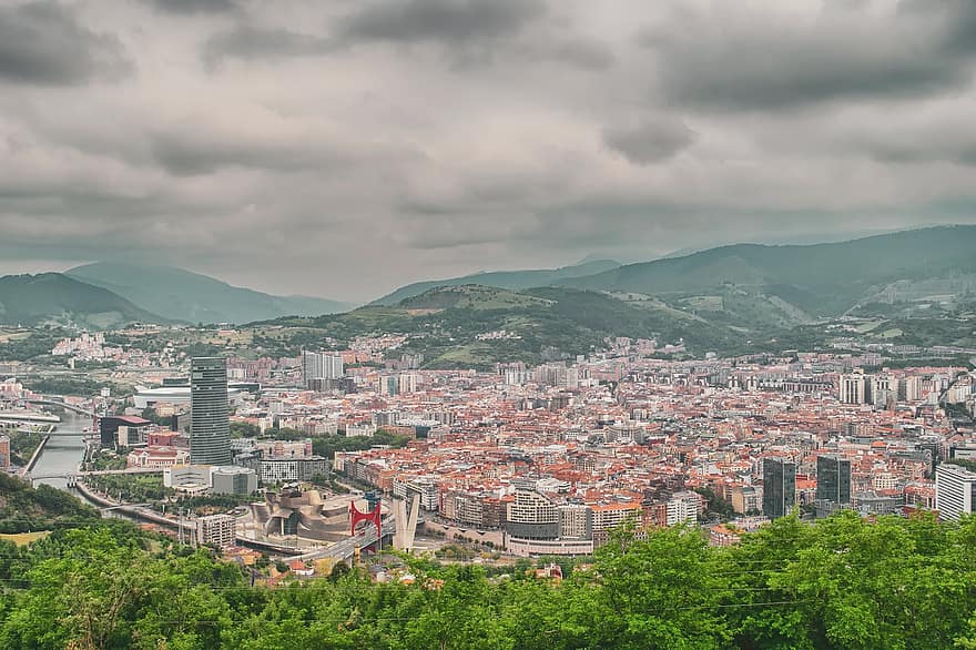 panoramic, bilbao, Guggenheim, cer, arhitectură, Euskadi
