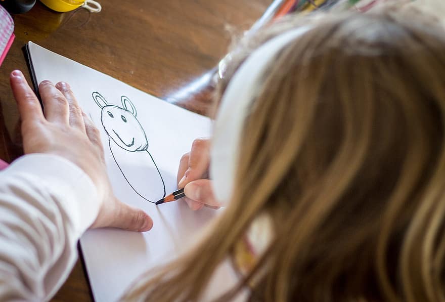 piirtää, lapsi, doodles, pikkutyttö, piirustus, koulu, lastentarha, oppia, lapsuus, luonnos, hauska