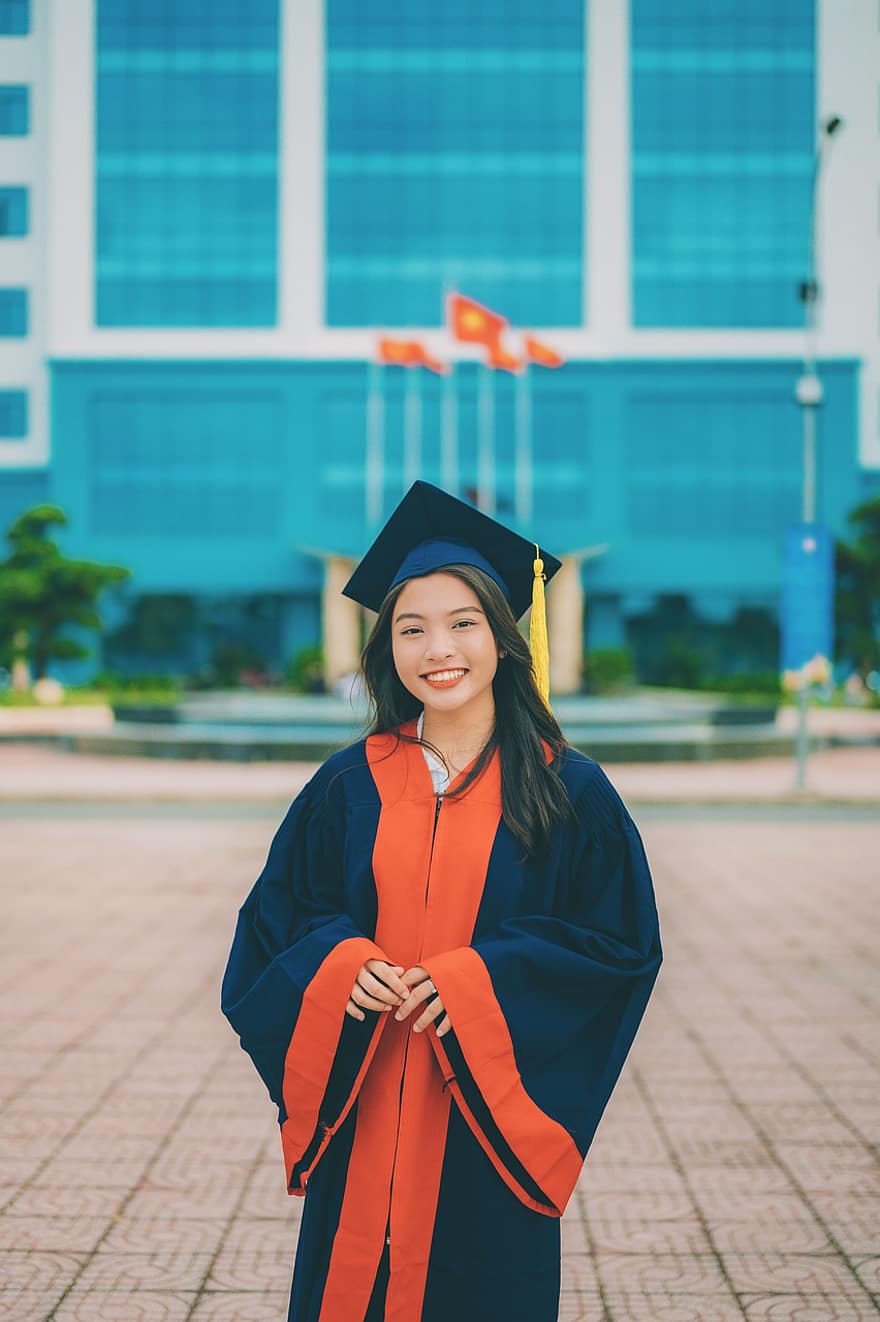 vietnam, kvinna, högskoleexamen, högskolestudent, gradering