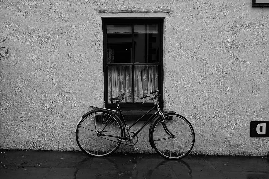 велосипед, улица, строительство, окно, Ирландия, городок, на открытом воздухе, архитектура, старый, стена, особенность здания