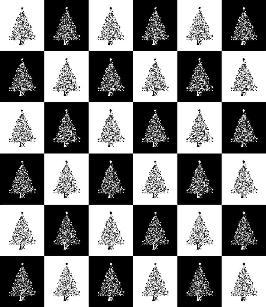 Crăciun, copac, Brad de Crăciun, fundal, tapet, hârtie, împacheta, ambalaj, hârtie de împachetat, modern, negru