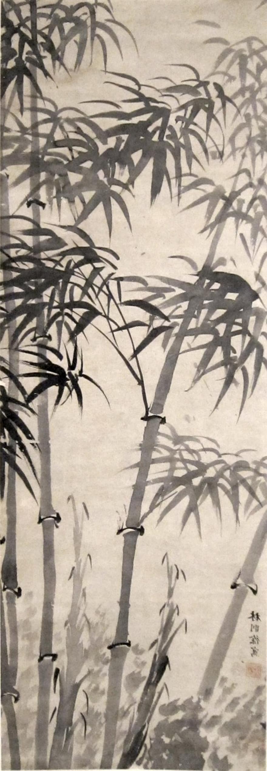 pictură, în, bambus, cerneală, decor, negru, simbol, chinez, vechi, cultură, clasic