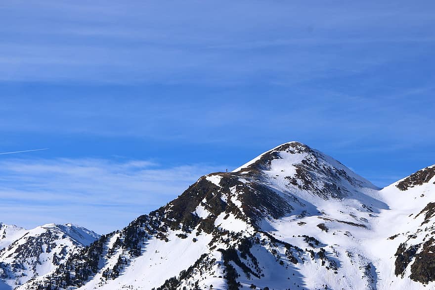 雪、自然、冬、シーズン、山、ピレネー山脈、青、山頂、氷、風景、山脈
