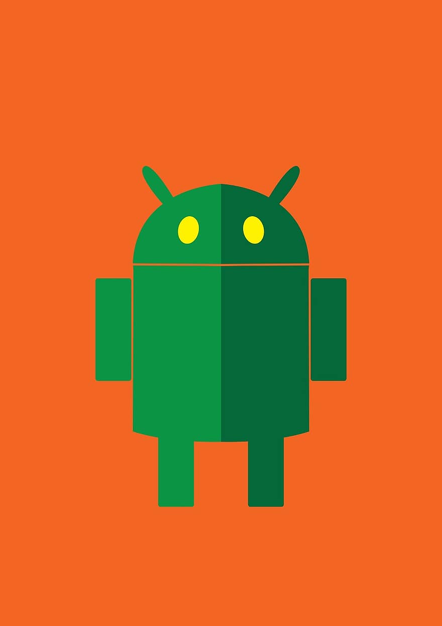 android, ontwerp, telefoon, icoon, multimedia, apparaatje, robot, robo, groen, geel, jelly bean