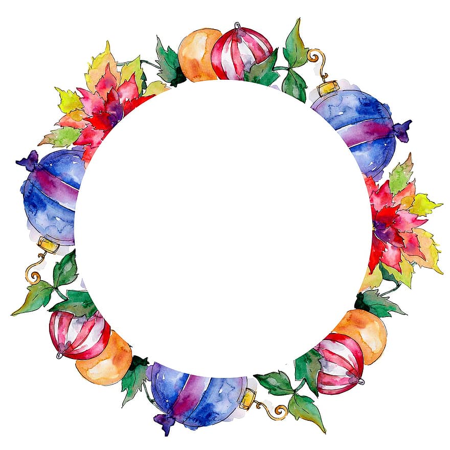 ram, ornament, löv, lövverk, jul, säsong-, dekoration