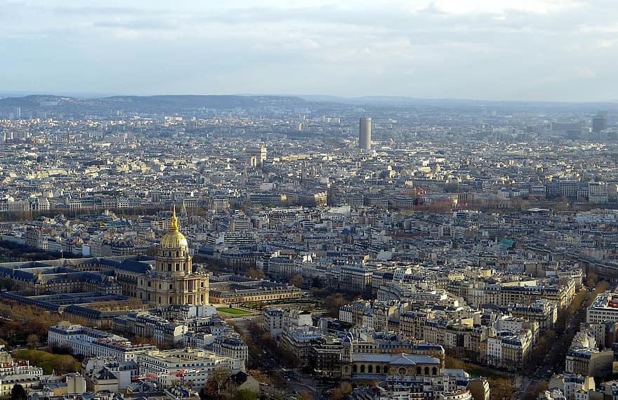 Kent, Paris, Fransa, başkent, megalopolis, kentsel, binalar, mimari, panorama