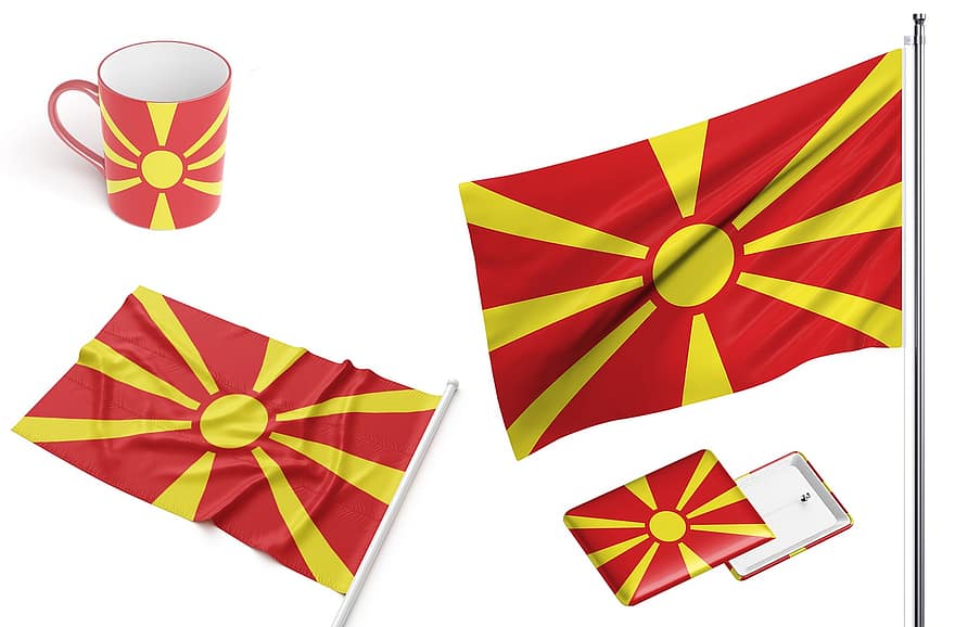 країна, прапор, північна Македонія, національний, символ