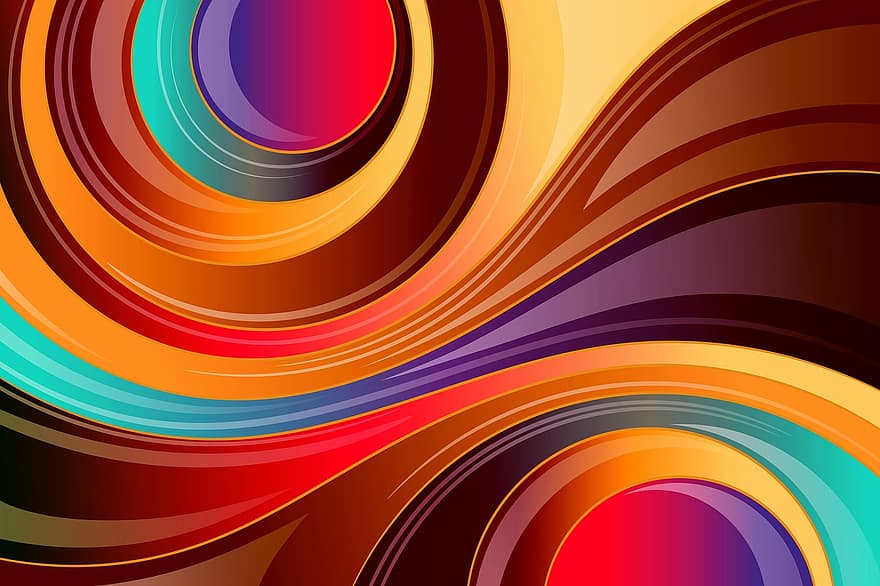 Abstract, Colorful, Background, Wavy, Lines, Gloss, Shine