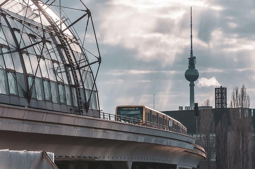 torre de televisión, Berlina, Alemania, ciudad, arquitectura, lugar famoso, transporte, vida en la ciudad, estructura construida, paisaje urbano, rascacielos