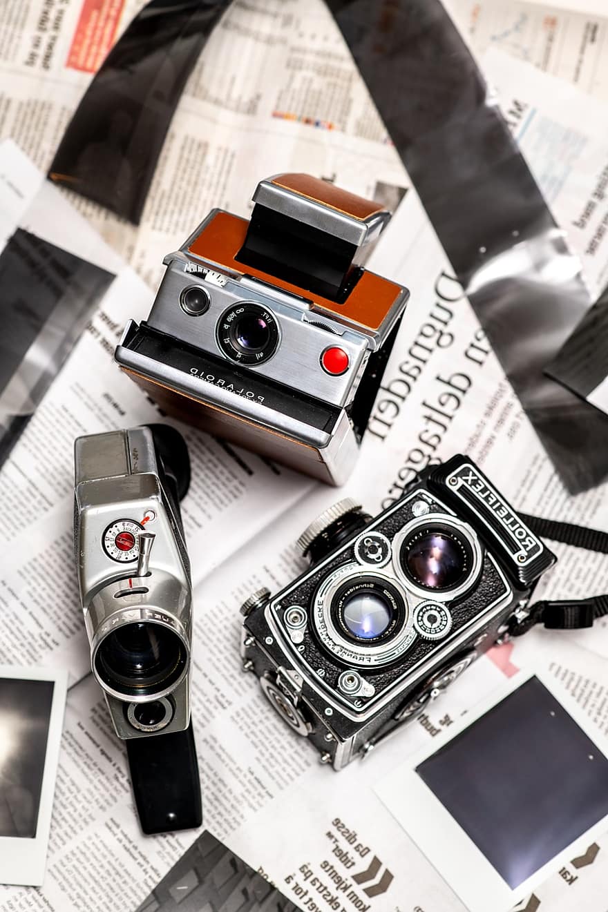 caméra, ancien, la photographie, rétro, vieux, caméra analogique, appareil Polaroïd, caméra de film, Appareil photo reflex à double objectif, double lentille réflexe, appareil photo reflex mono-objectif