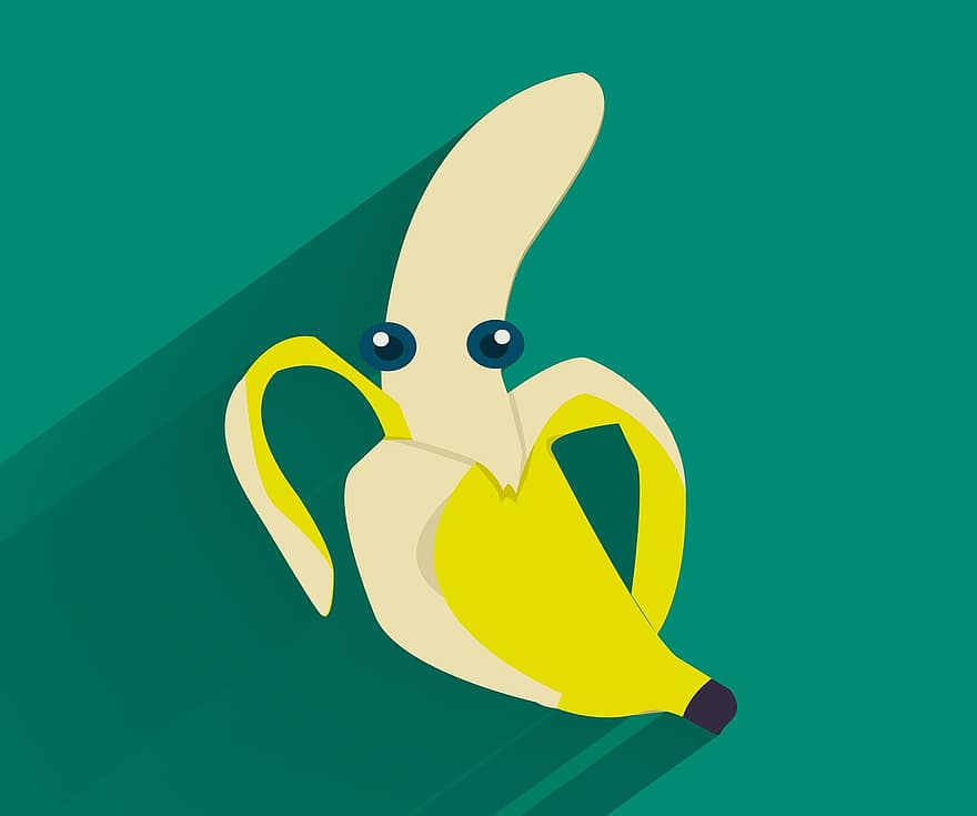 バナナ、緑色の背景、フルーツ、ベジタリアン
