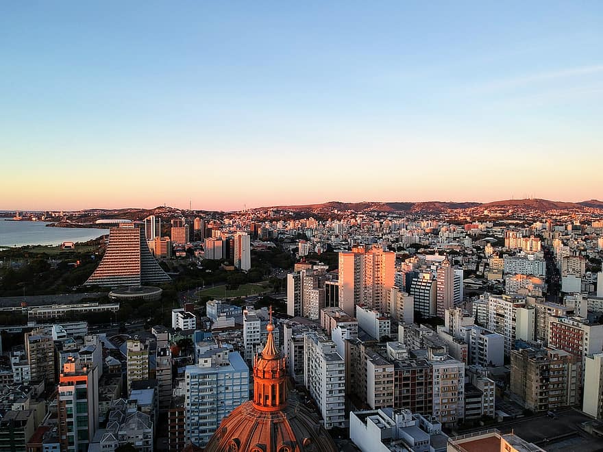 Stadtbild, Porto Alegre, Antenne, Landschaft, Hauptstadt, Rio Grande do Sul, die Architektur, Stadt, Wasser, Konstruktion, städtisch