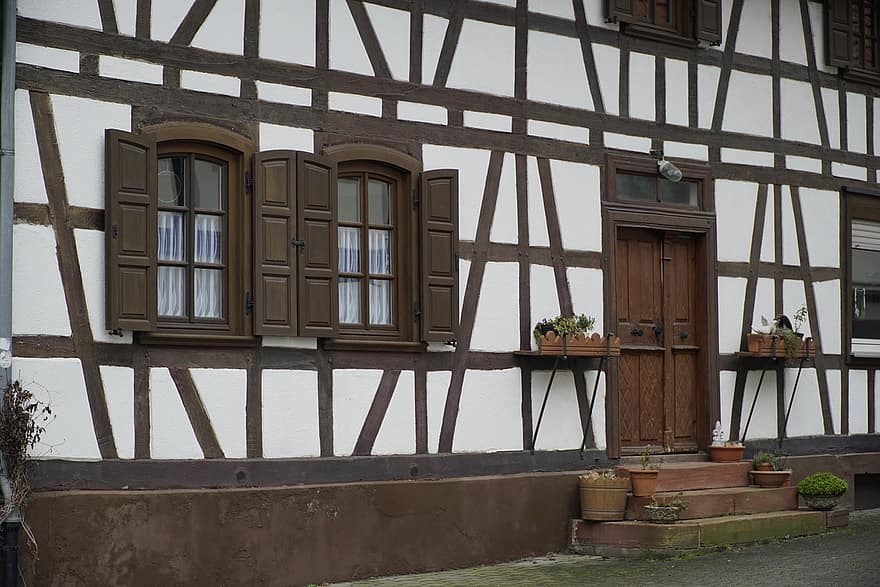архитектура, средневековый, жилой дом, деревянно-кирпичный