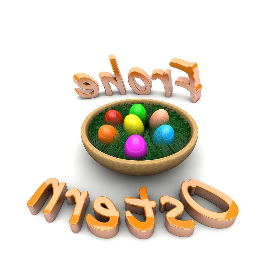 logotipo, botão, símbolo, personagens, 3d, Páscoa, alegre, ovos de pascoa, cesta, colorida