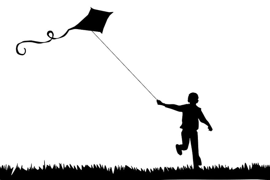 Fly A Kite, Child Playing, Street Play, Leisure, Child, Silhouette, Shadow, Happiness, dom