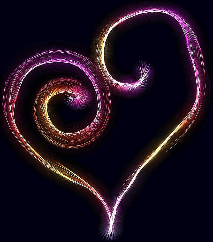 hart-, liefde, romance, vlam, fractal, regenboog, kunst, kolken, artwork, Valentijn, Valentijnsdag
