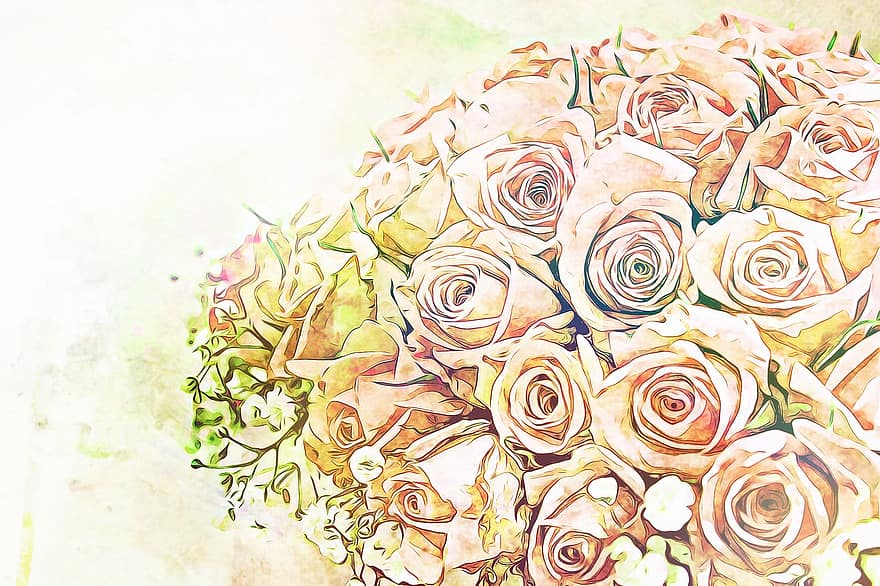 Rosa, flor, ramo de flores, floral, pétalo, romántico, regalo, amor, aniversario, floreciente, color