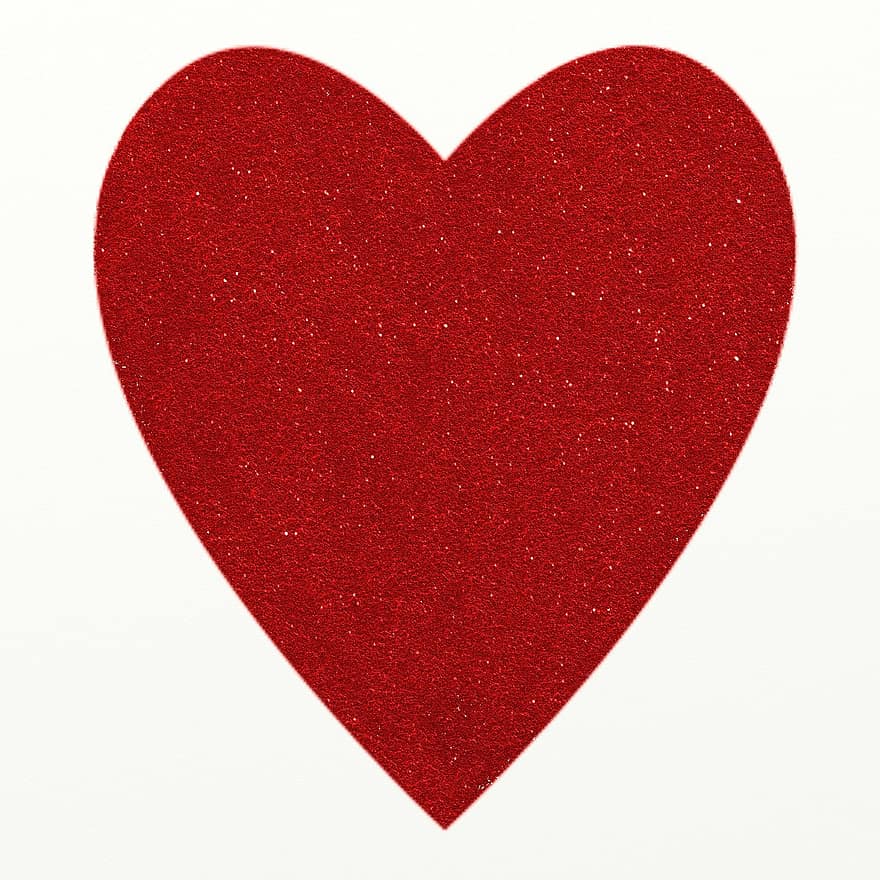 Heart, Glitter, Red, Love