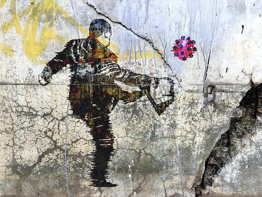 граффити, стена, городской, картина, покрасить, художественный, творческий, Grafitti, Орбан, вирус, COVID-19