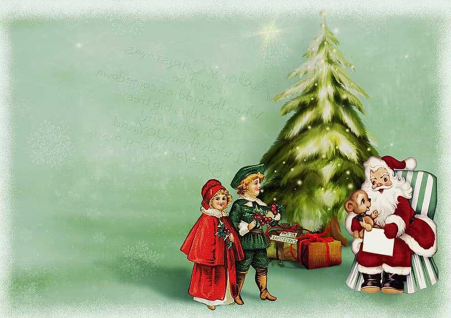 Різдвяний мотив, Санта Клаус, Різдво, подарунки, діти, Різдвяна листівка, зірка, пошарпаний, шикарний, записках, фонове зображення