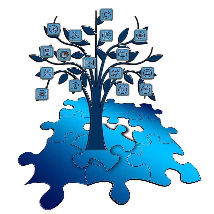 Puzzle, Share, Tree, Structure, Networks, Internet, Social, Social Network, Logo, Facebook, Google