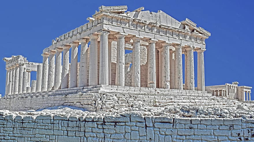 parthenon, akropolis, Kuil, Athena, Yunani, kuno, Arsitektur, historis, reruntuhan, marmer, kolom