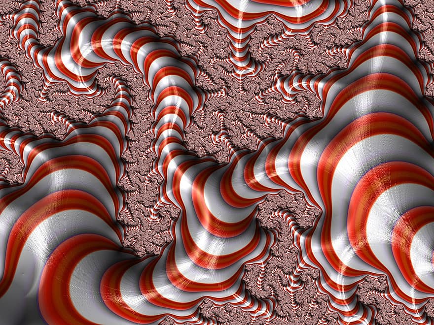 fractal, abstrato, vermelho, branco, listras, fundo