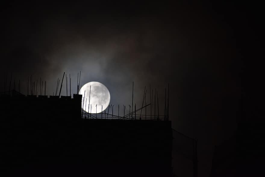 måne, fullmåne, natthimlen