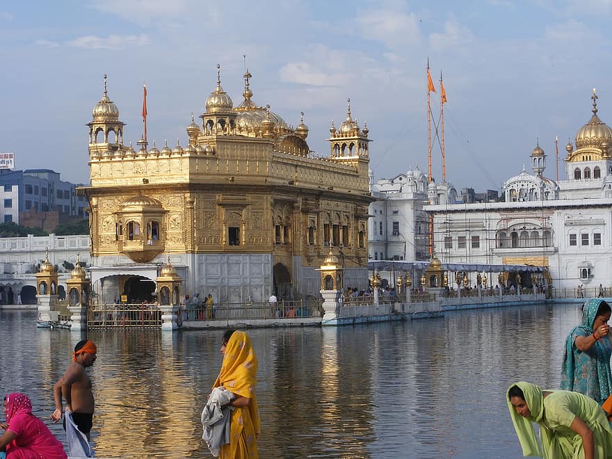 amritsar, gyllene tempel, indien, punjab, sikh, tempel, sikhism, religion, gyllene, landmärke, arkitektur