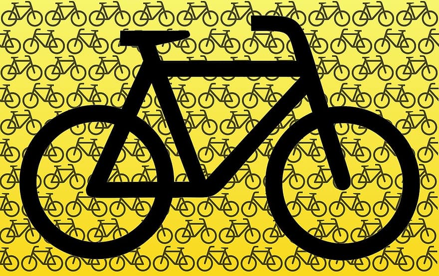 sepeda, grafis, terpencil, secara grafis, pola, tata letak, desain gambar, penuh warna, kuning, emas, gradien