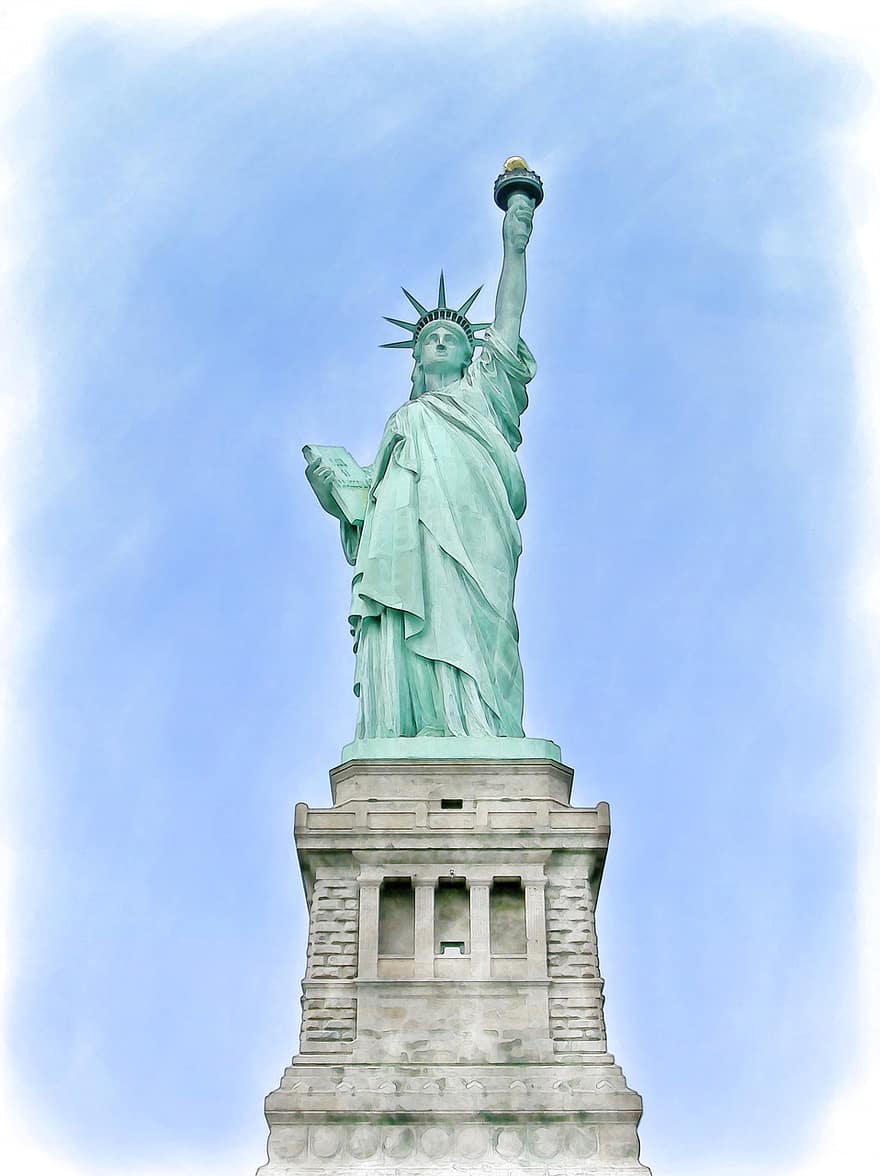 Ņujorka, Brīvības statuja, orientieris, ASV, piemineklis, skulptūra