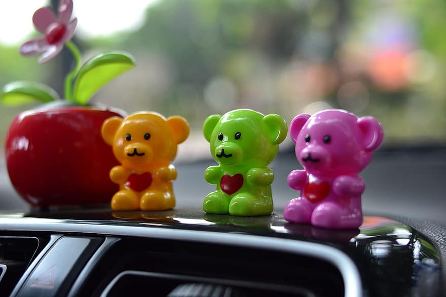 Toys, Bear, Decoration, Figurine, toy, green color, cute, fun, childhood, child, close-up
