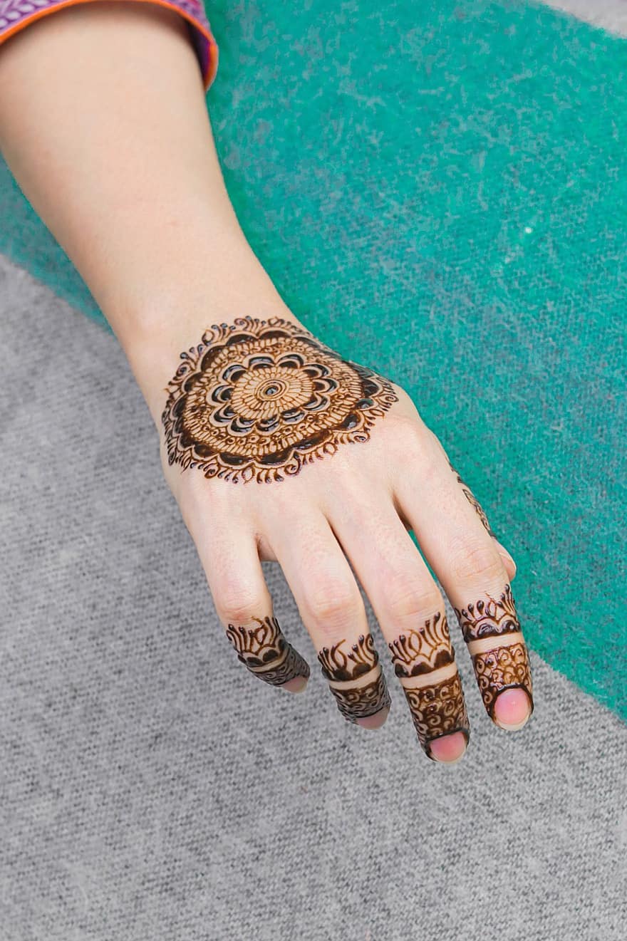mà, henna, mehndi, art, moda, disseny, tatuatge, cultura, núvia, mehendi, artista